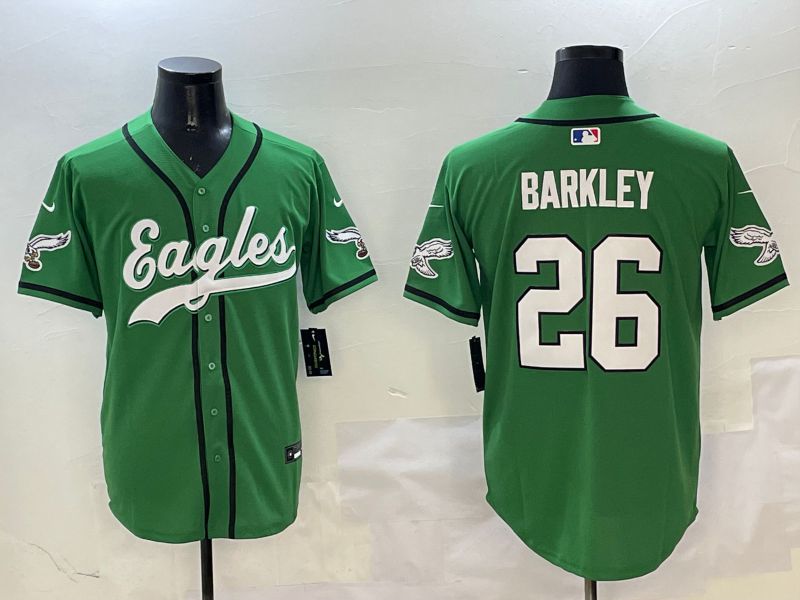 Men Philadelphia Eagles 26 Barkley Green three generations Jointly Name 2025 Nike Limited NFL Jersey style 10